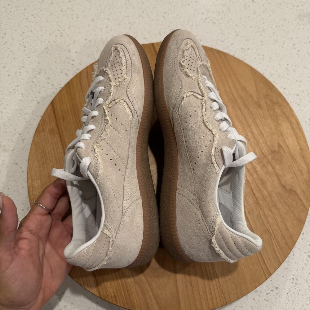 Alohas Sneakers 8-8.5 Tb.490 Crochet Cream Suede Lace Feminine Cottagecore Cute - Picture 11 of 16